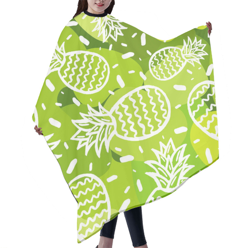 Personality  Pineapple Seamless Background, Hand Drawn Seamless Pattern With Exotic Fruit Hair Cutting Cape