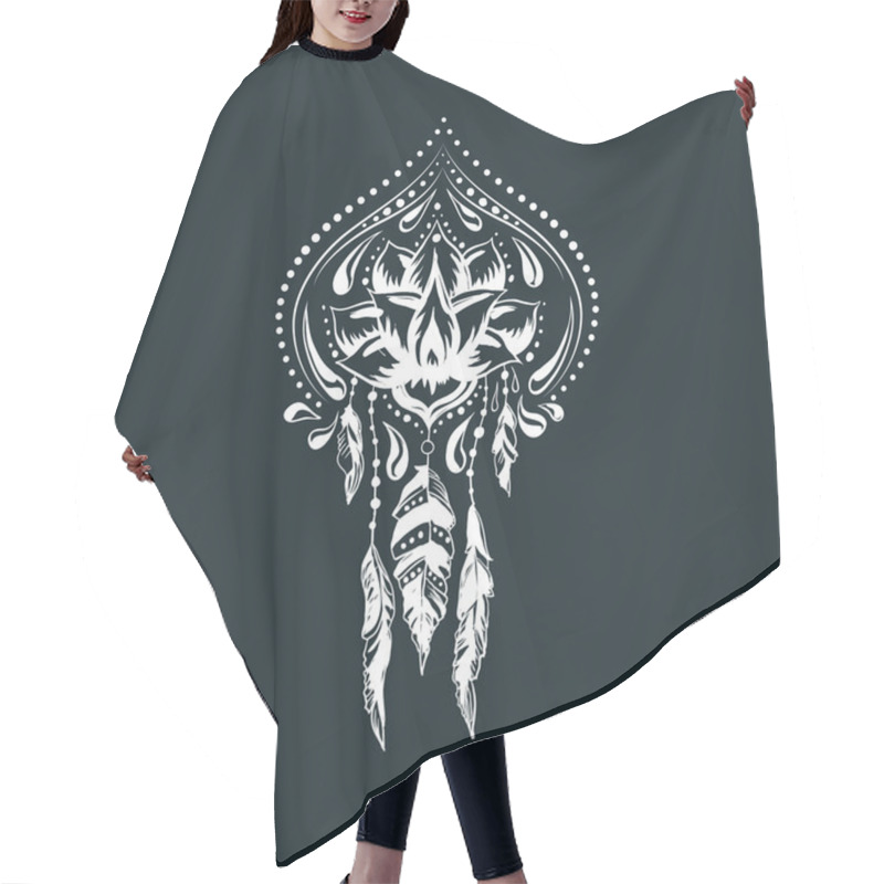 Personality  Hand Drawn Ornamental Lotus Hair Cutting Cape