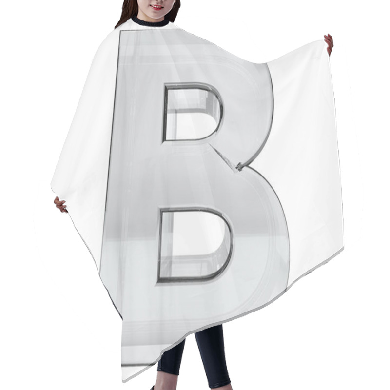 Personality  Letter B Transparent Glass 3d Rendering. Background Easy Cut. Saved Selection Hair Cutting Cape