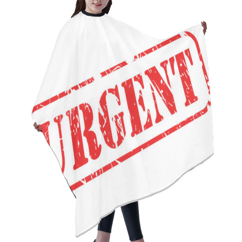 Personality  URGENT Stamp With Red Text On White Hair Cutting Cape