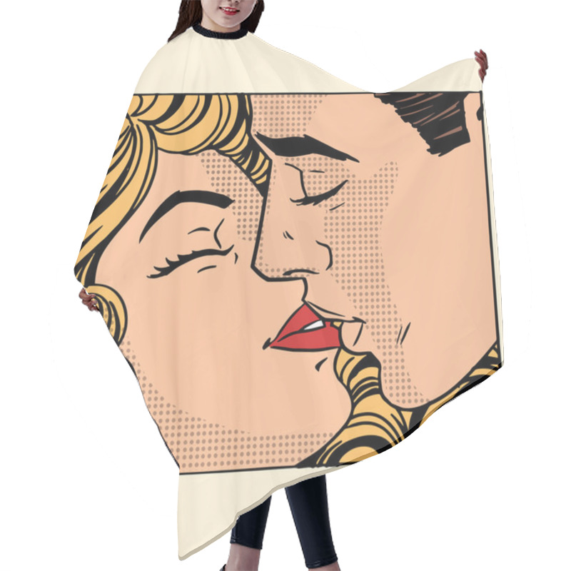 Personality  Retro Kiss Man And Woman Love Couple Hair Cutting Cape