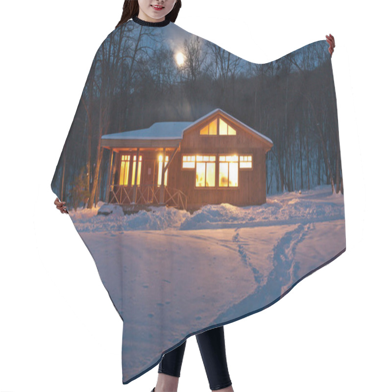 Personality  A Small Wooden House In A Snowy Forest Hair Cutting Cape