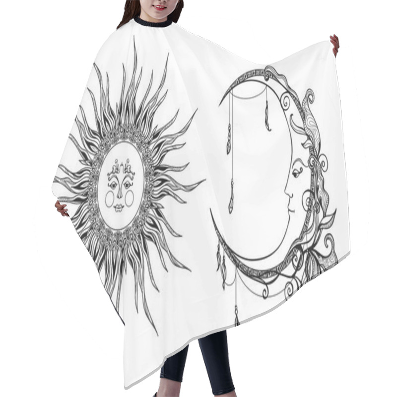 Personality  Decorative Sun And Moon Hair Cutting Cape