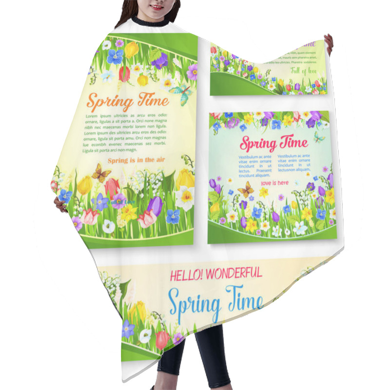 Personality  Spring Flower Greeting Card And Banner Template Hair Cutting Cape