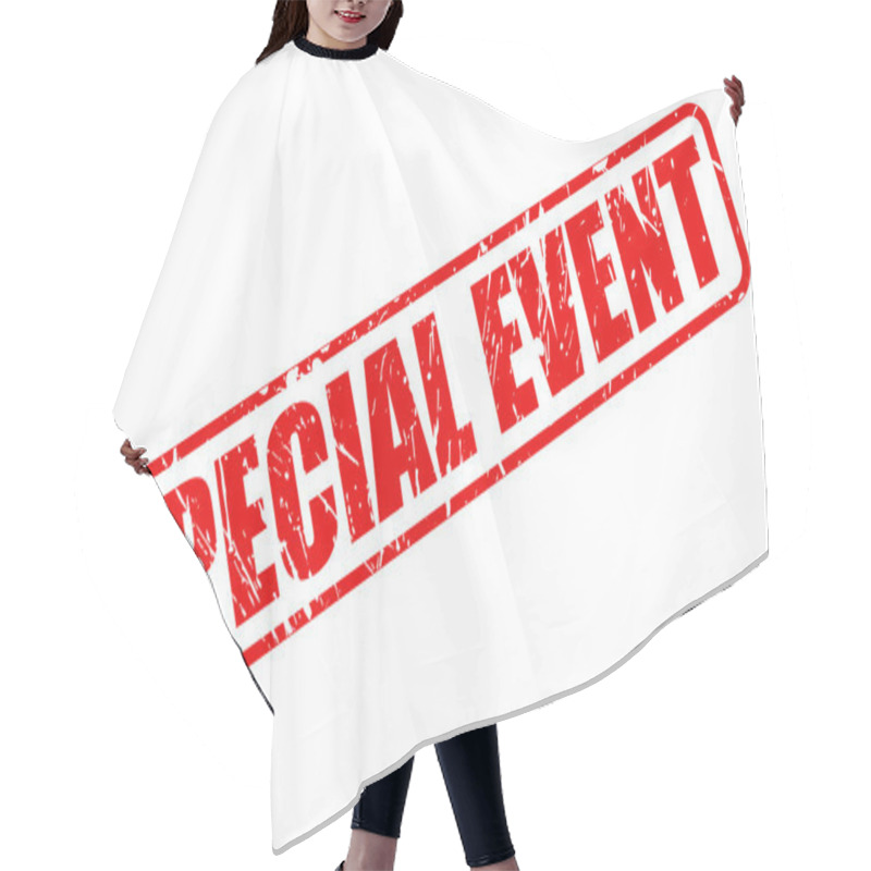 Personality  SPECIAL EVENT Red Stamp Text Hair Cutting Cape