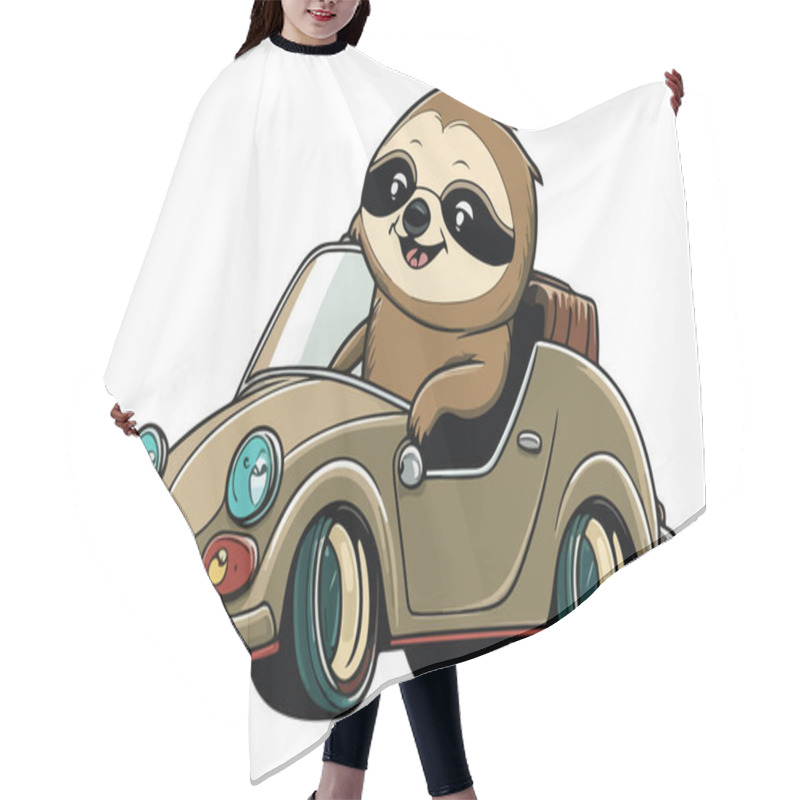 Personality  Sloth Riding A Car Vector Illustration Hair Cutting Cape