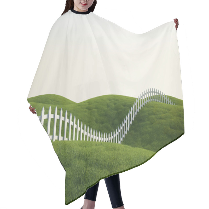 Personality  White Picket Fence On Grass Hair Cutting Cape