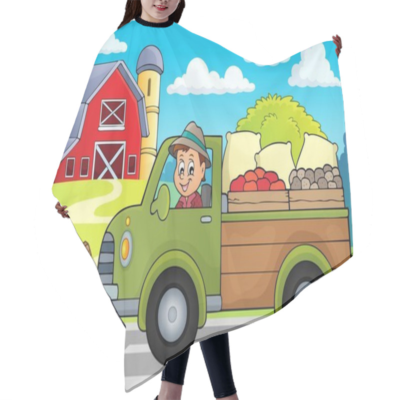 Personality  Farm Truck Theme Image 3 Hair Cutting Cape