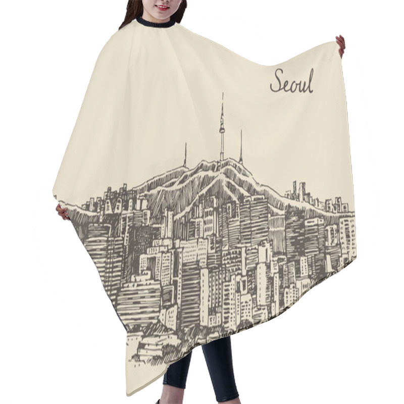 Personality  Seoul City Sketch Hair Cutting Cape