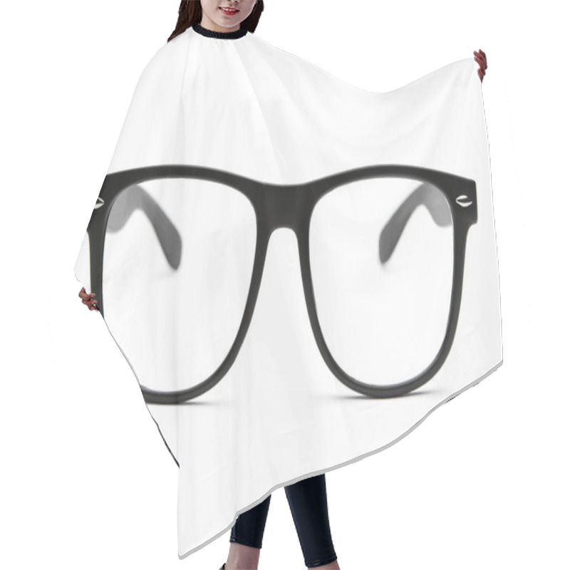 Personality  Nerd Glasses On White Hair Cutting Cape