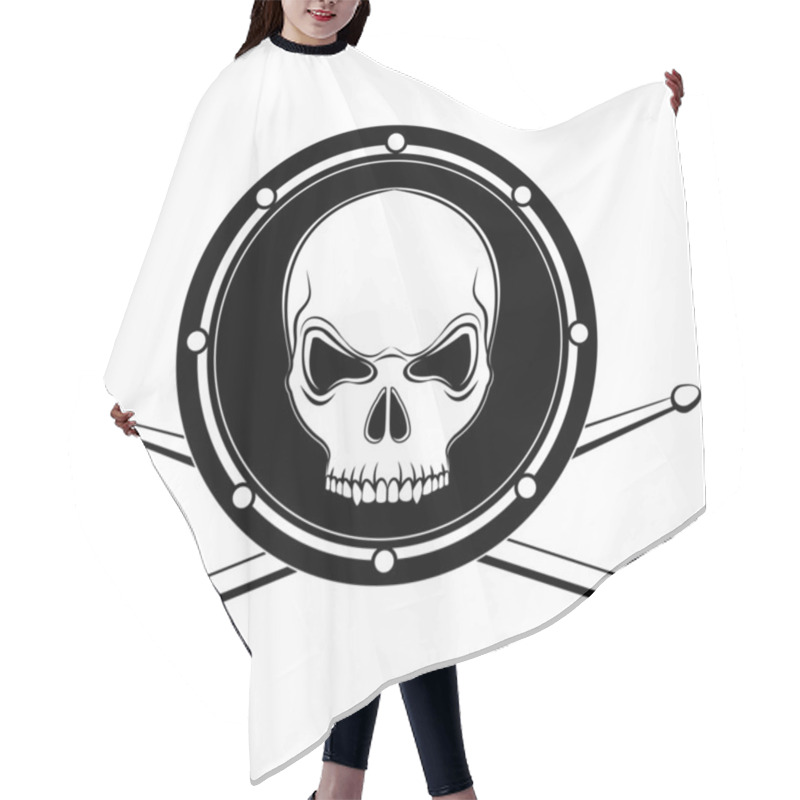 Personality  Vector Jolly Roger Drum Skull With Drumsticks Hair Cutting Cape