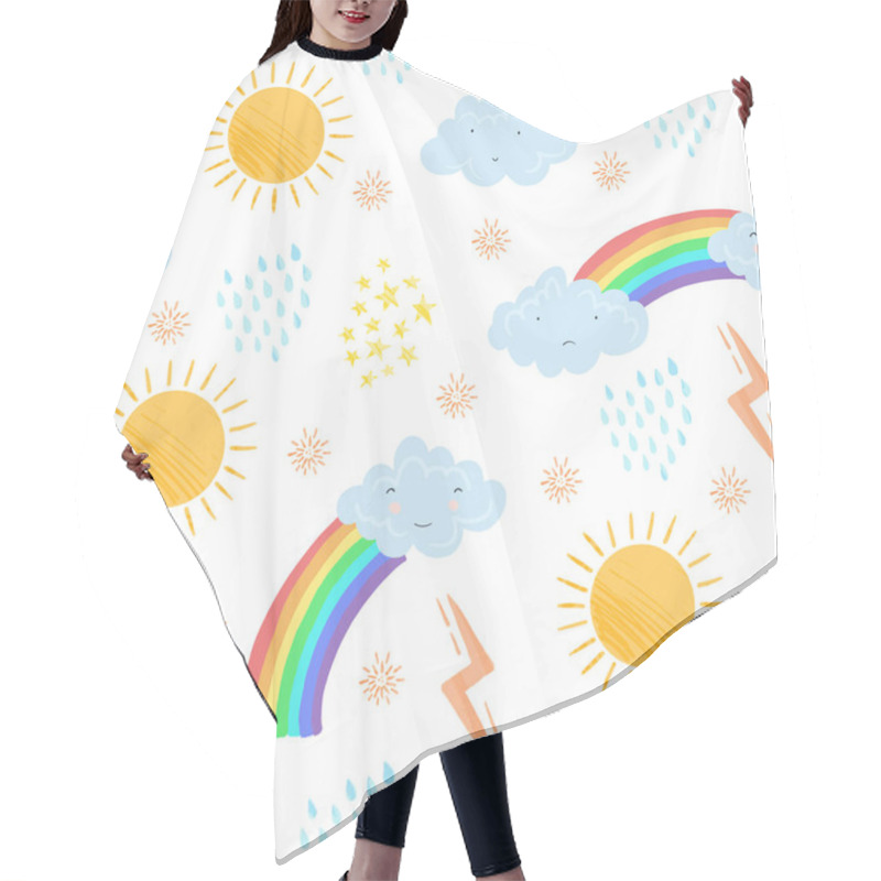 Personality  Cute Textured Cartoon Weather Elements Pattern Hair Cutting Cape