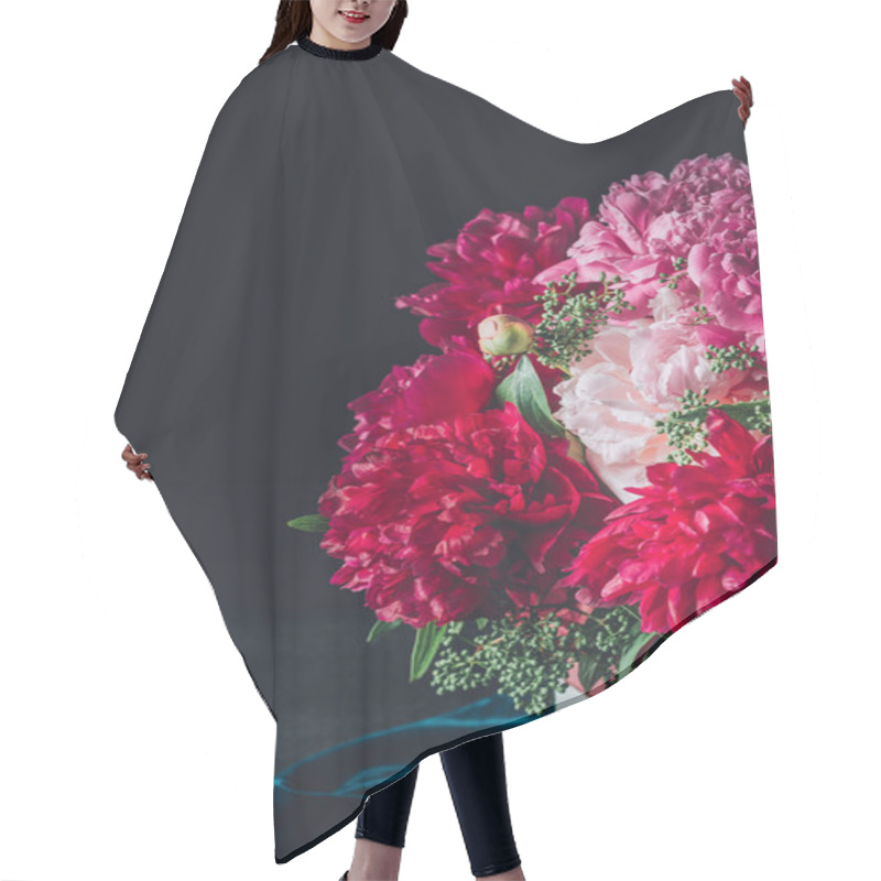 Personality  Beautiful Pink Peony Bouquet On Dark Cloth Hair Cutting Cape