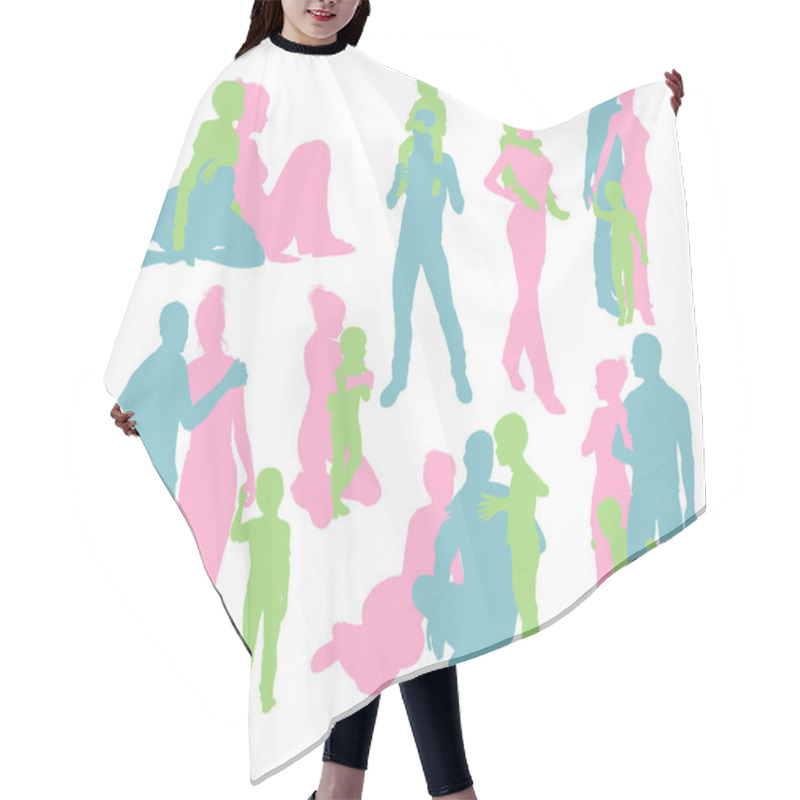 Personality  Happy Family Detailed Silhouettes Hair Cutting Cape