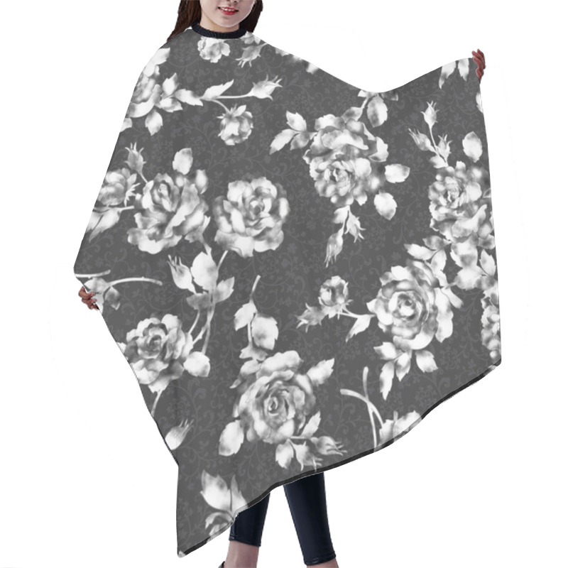 Personality  Rose Illustration Pattern Hair Cutting Cape