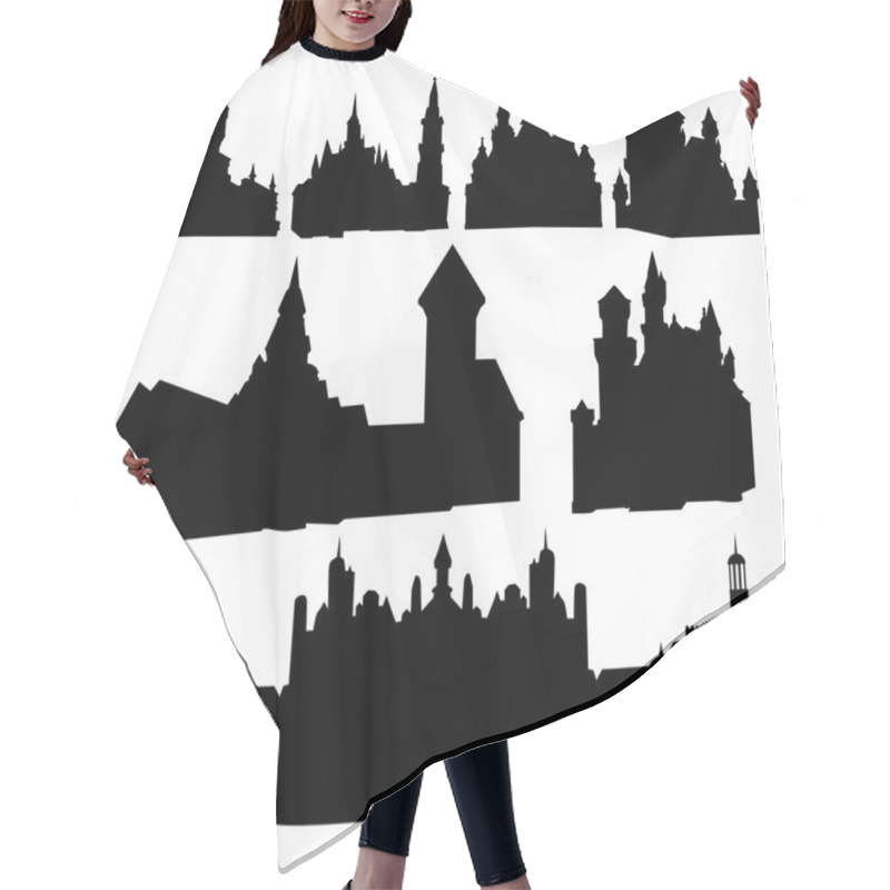 Personality  Set Of Castles Silhouettes Hair Cutting Cape