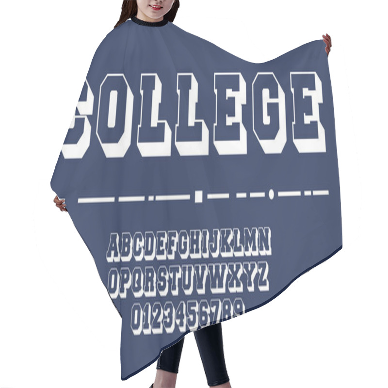 Personality  College Alphabet Template. Letters And Numbers Of Varsity Design. Vector Illustration Hair Cutting Cape