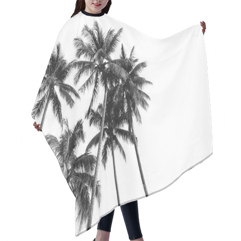 Personality  Black And White Silhouettes Tropical Coconut Palm Trees Isolated Hair Cutting Cape