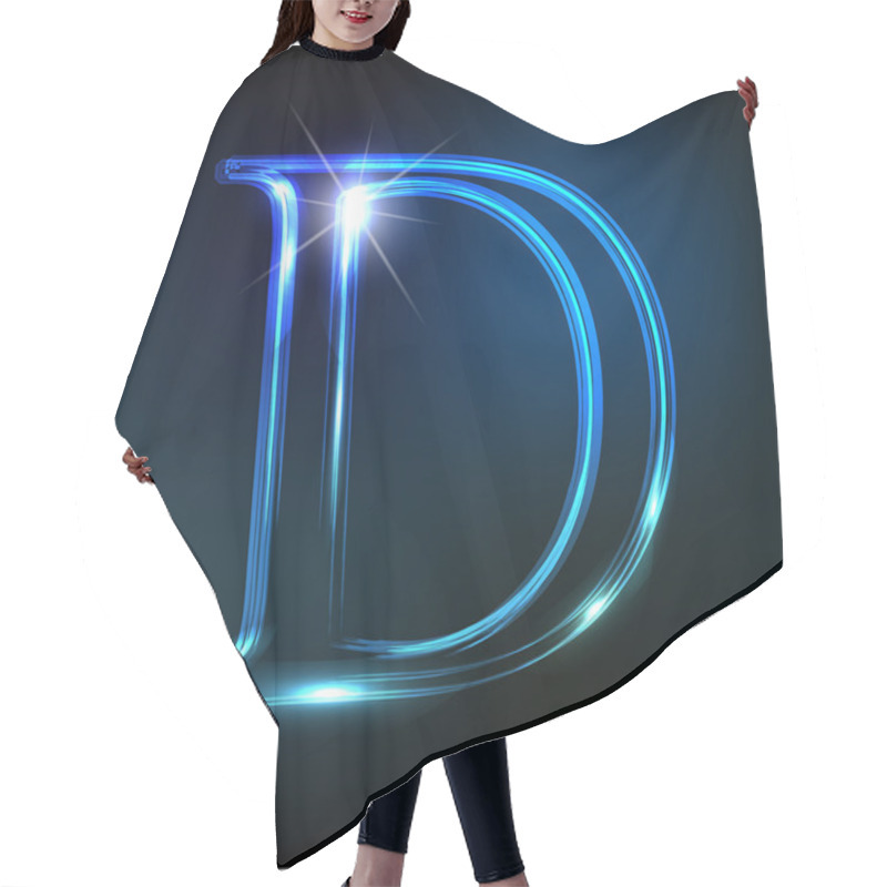 Personality  Glowing Neon Font. Shiny Letter D Hair Cutting Cape