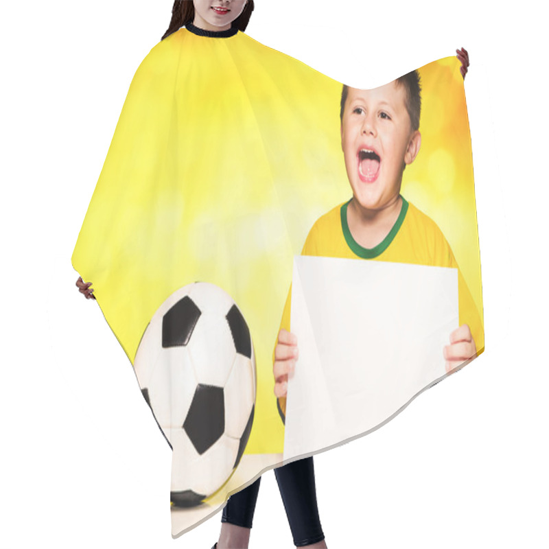 Personality  Boy In Brazilian National Football Shirt And Ball Hair Cutting Cape