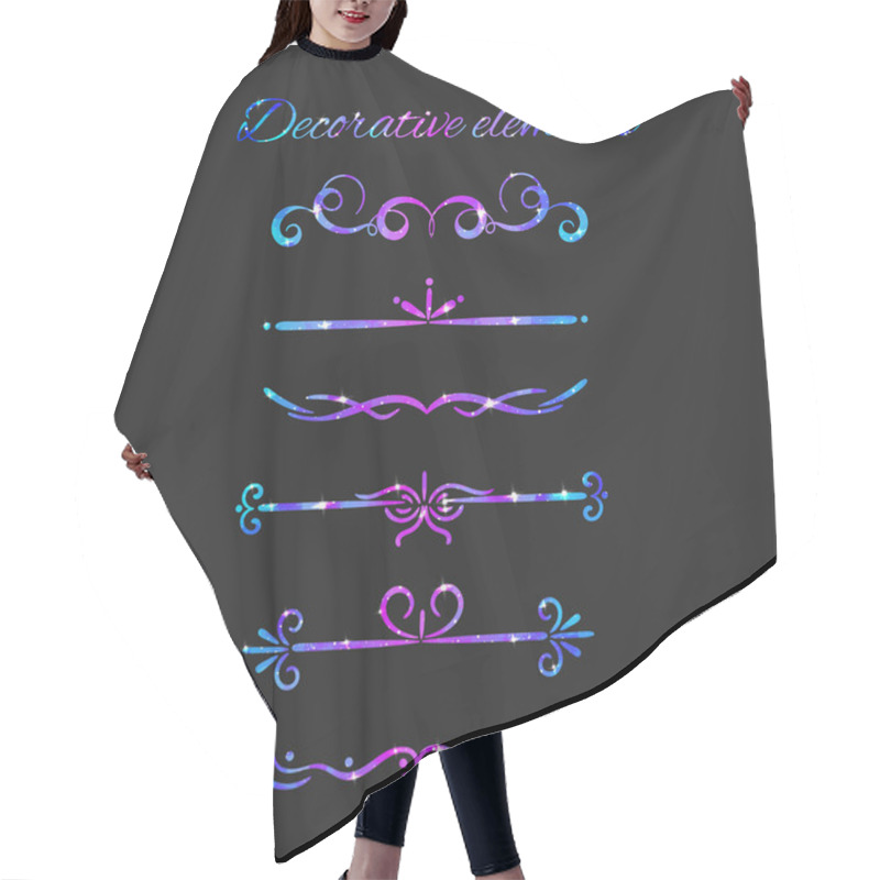 Personality  Vector Flourishes. Dividers Set. Hand Drawn Decorative Swirls Hair Cutting Cape