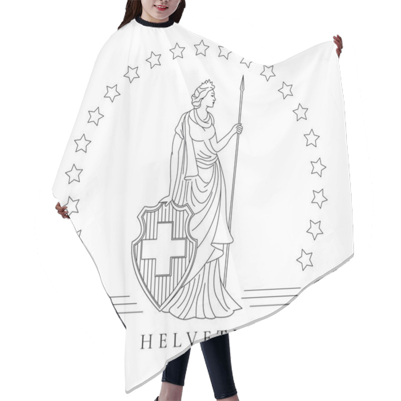 Personality  Personified Symbol Of Switzerland Called Helvetia, Graphic Illustration Hair Cutting Cape