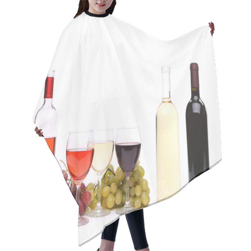 Personality  Ripe Grapes, Glasses And Bottles Of Wine Hair Cutting Cape