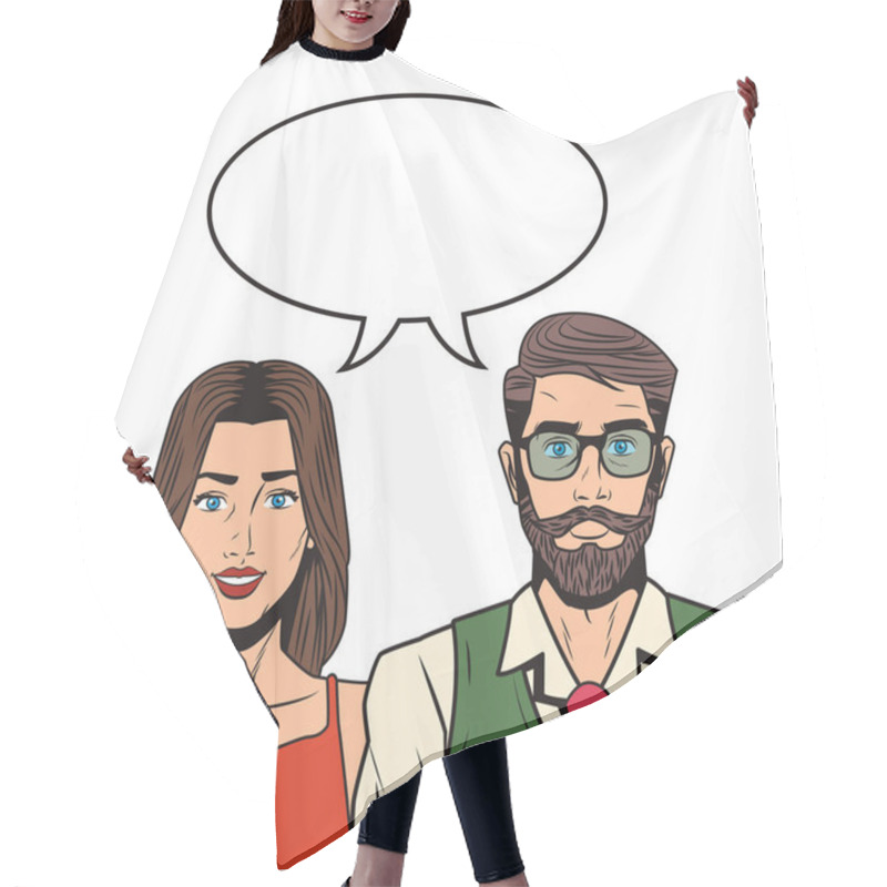 Personality  Pop Art Couple Cartoon Hair Cutting Cape