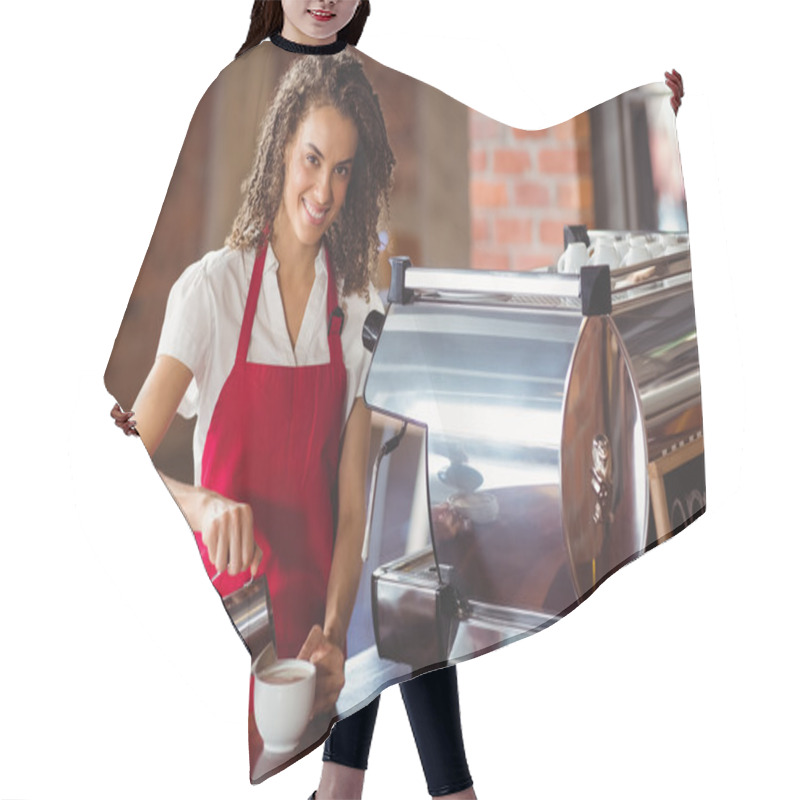 Personality  Smiling Barista Pouring Milk In A Cup Hair Cutting Cape