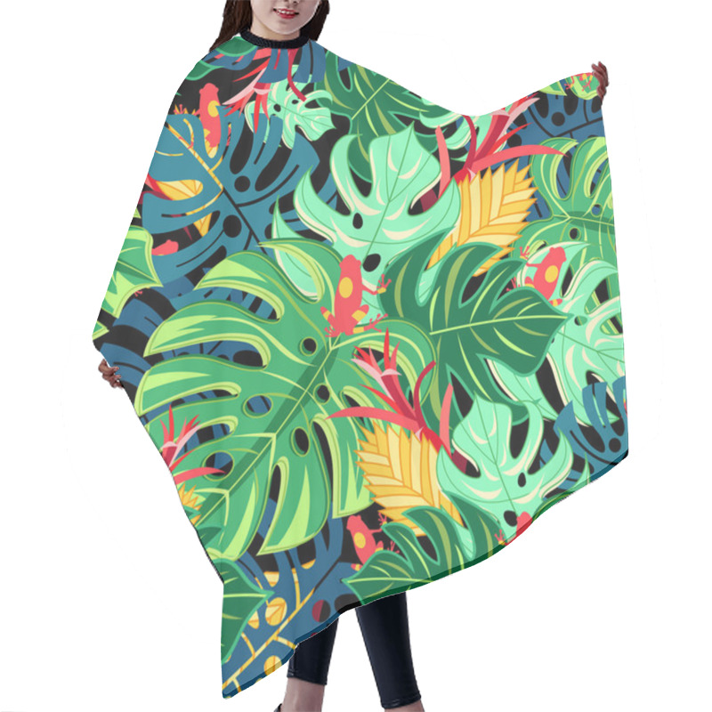 Personality  Beautiful Pattern Leaves Monstera And Frogs  Hair Cutting Cape