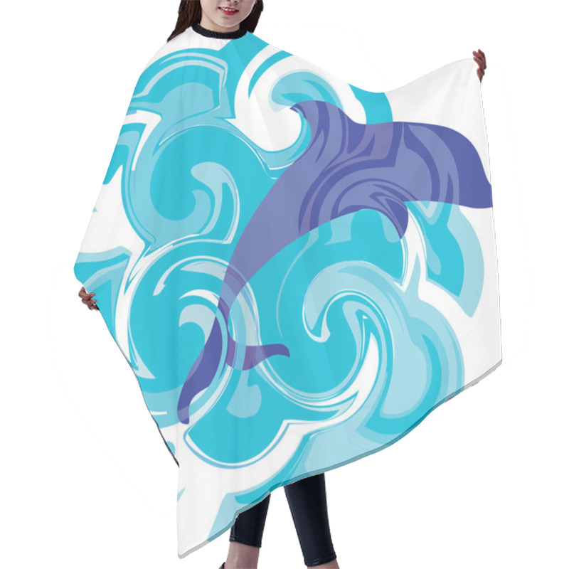 Personality  Wavy Sea Under The Sun With Jumping Dolphin Hair Cutting Cape