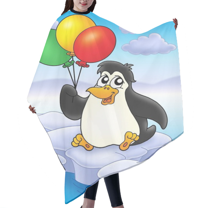 Personality  Penguin With Balloons On Iceberg Hair Cutting Cape