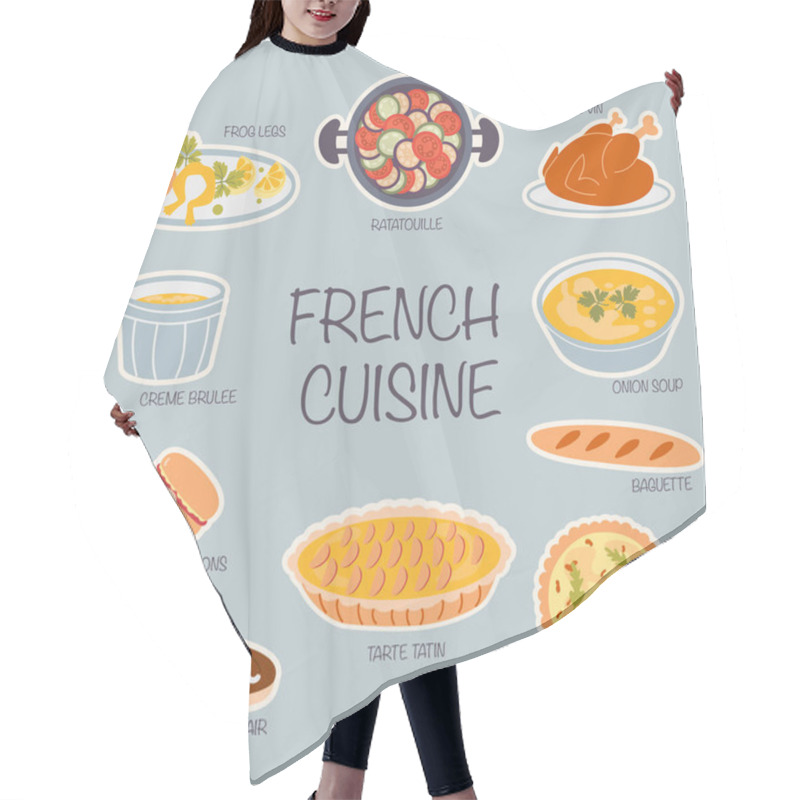 Personality  Collection Stickers Hand Drawn French Cuisine  Hair Cutting Cape