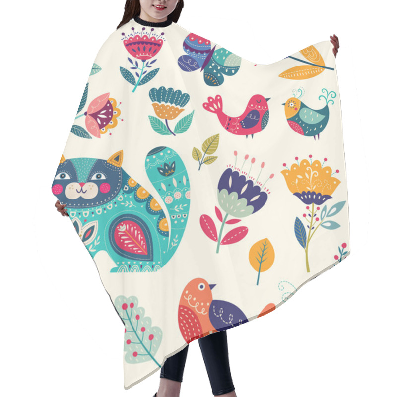 Personality  Set With Spring Elements Hair Cutting Cape