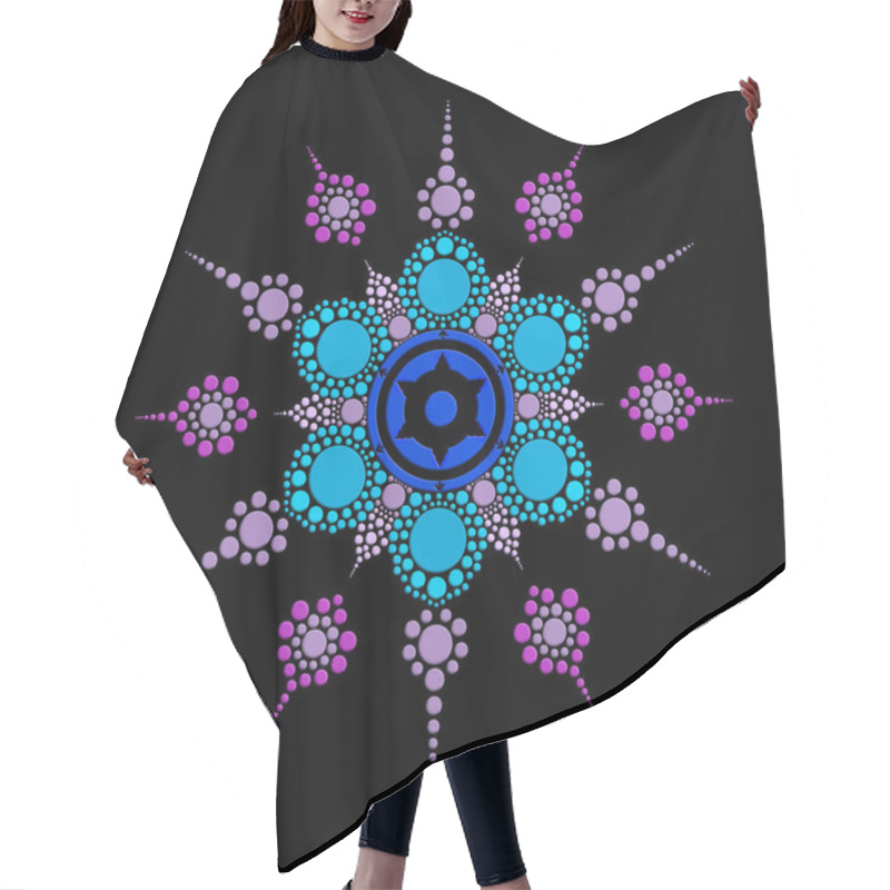 Personality  Mandala Circle Deep Dot As Blue Purple Tone Lotus On Black Background	 Hair Cutting Cape