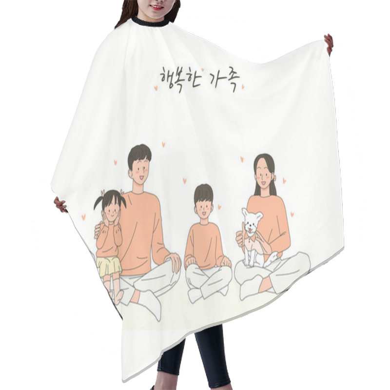 Personality  Korean Family Month May Vector Illustration With Happy Family Characters Hair Cutting Cape