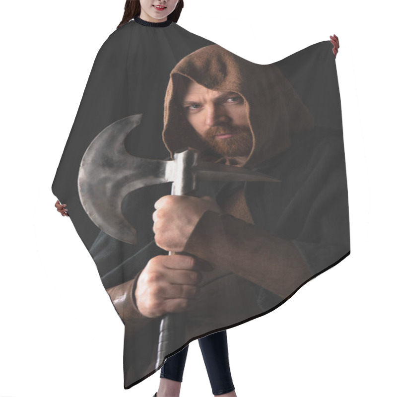 Personality  Medieval Scottish Warrior With Battle Axe Isolated On Black Hair Cutting Cape