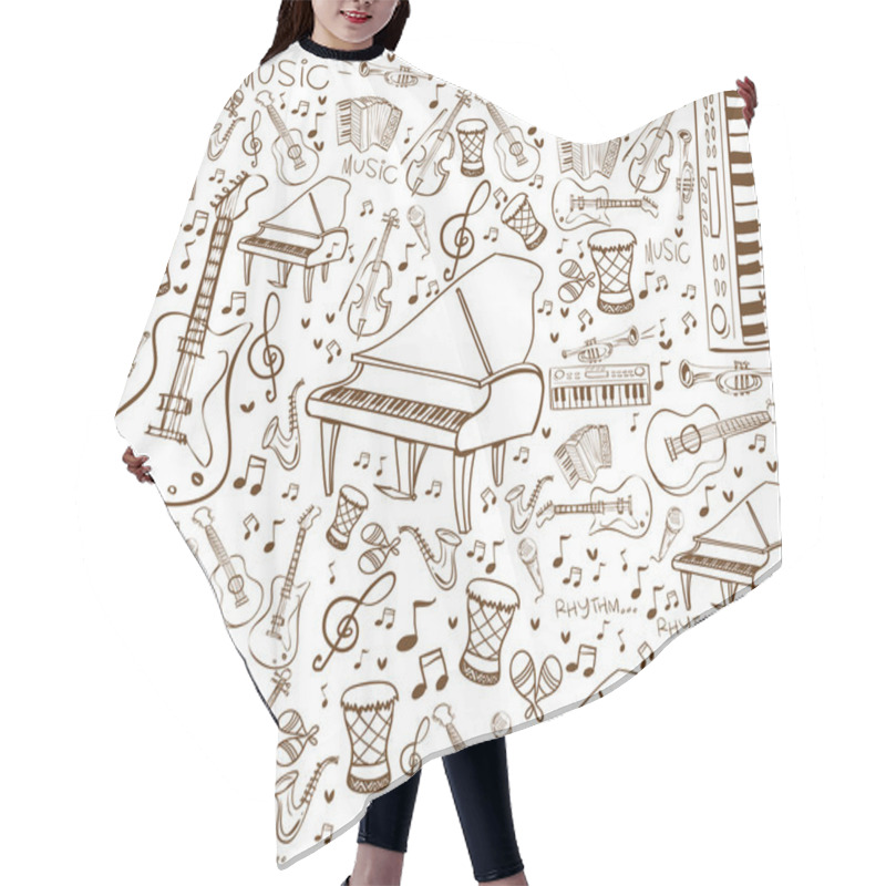 Personality  Music Instruments Doodle Hair Cutting Cape