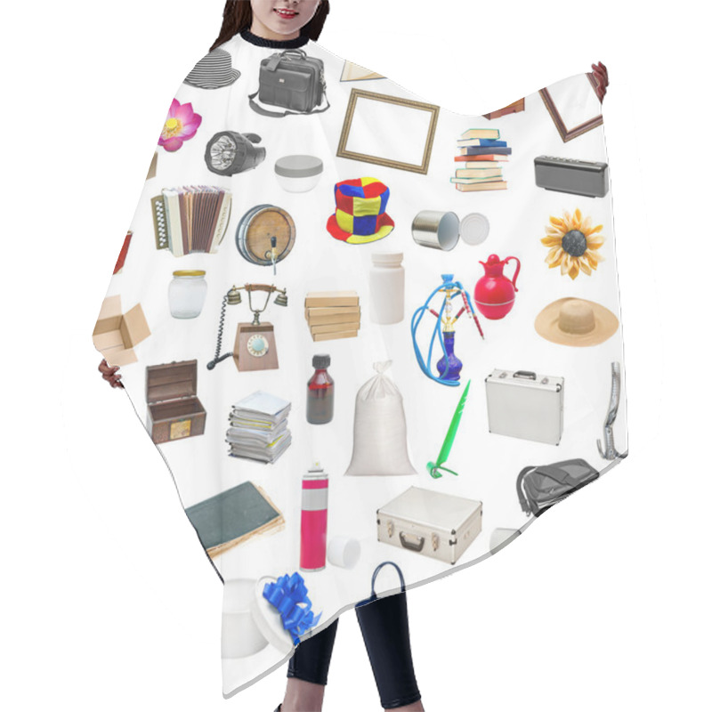 Personality  Simple Collage Of Isolated Objects Hair Cutting Cape