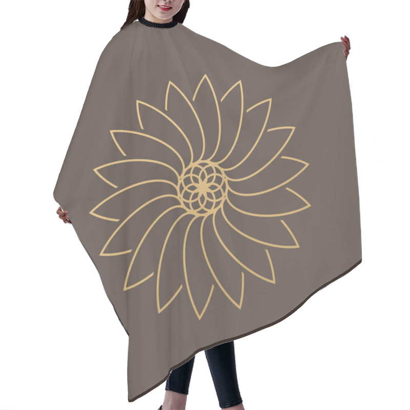 Personality  One Flower Symbol On Brown Background. Vector Abstract Emblem.   Hair Cutting Cape