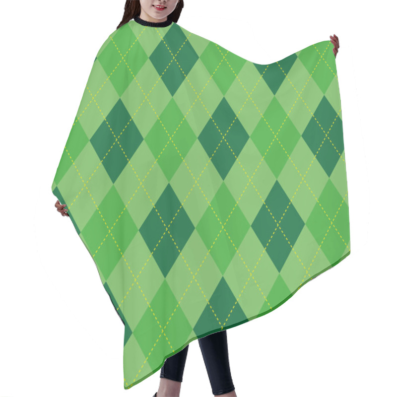 Personality  Argyle Pattern Green Rhombus Seamless Texture Hair Cutting Cape