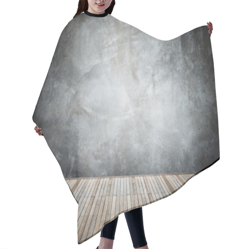 Personality  Empty Top Of Wooden Floor And Natural Stone Wall  Hair Cutting Cape