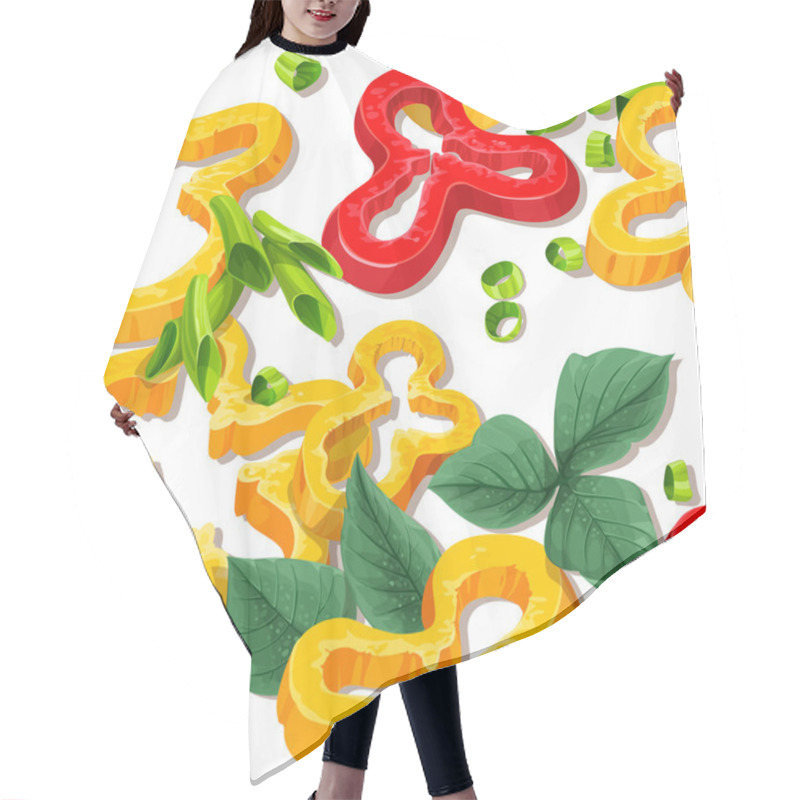 Personality  Beautiful Seamless Background From Slices Of Pepper And Greens Hair Cutting Cape