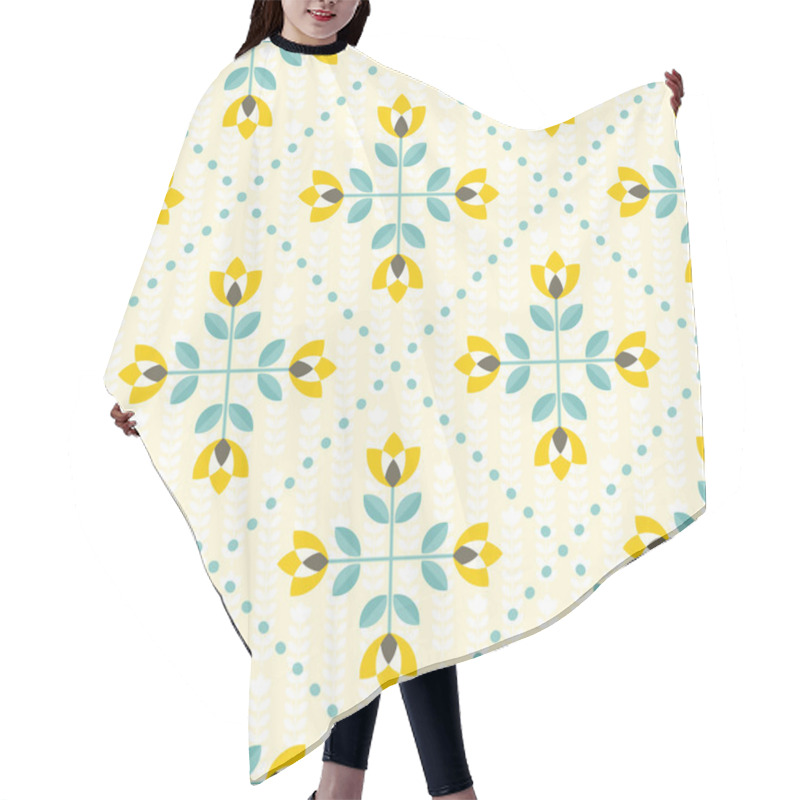 Personality  Seamless Floral Pattern, Yellow And Teal Hair Cutting Cape