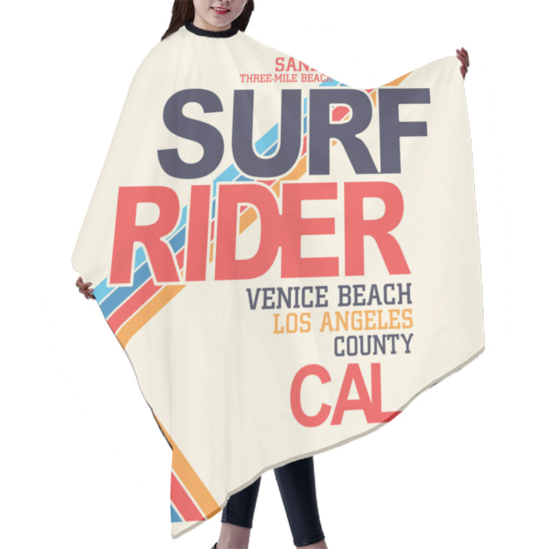 Personality  Surf Rider California Typography, T-shirt Graphic Hair Cutting Cape