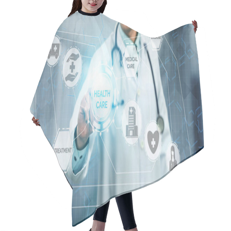 Personality  Doctor With Medical Healthcare Graphic In Hospital Hair Cutting Cape