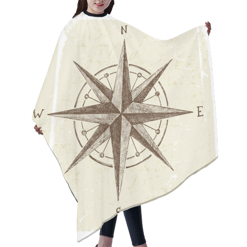 Personality  Hand Drawn Wind Rose Hair Cutting Cape