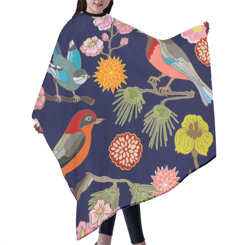 Personality  Japanese Garden. Seamless Oriental Pattern With Victorian Motifs.  Hair Cutting Cape