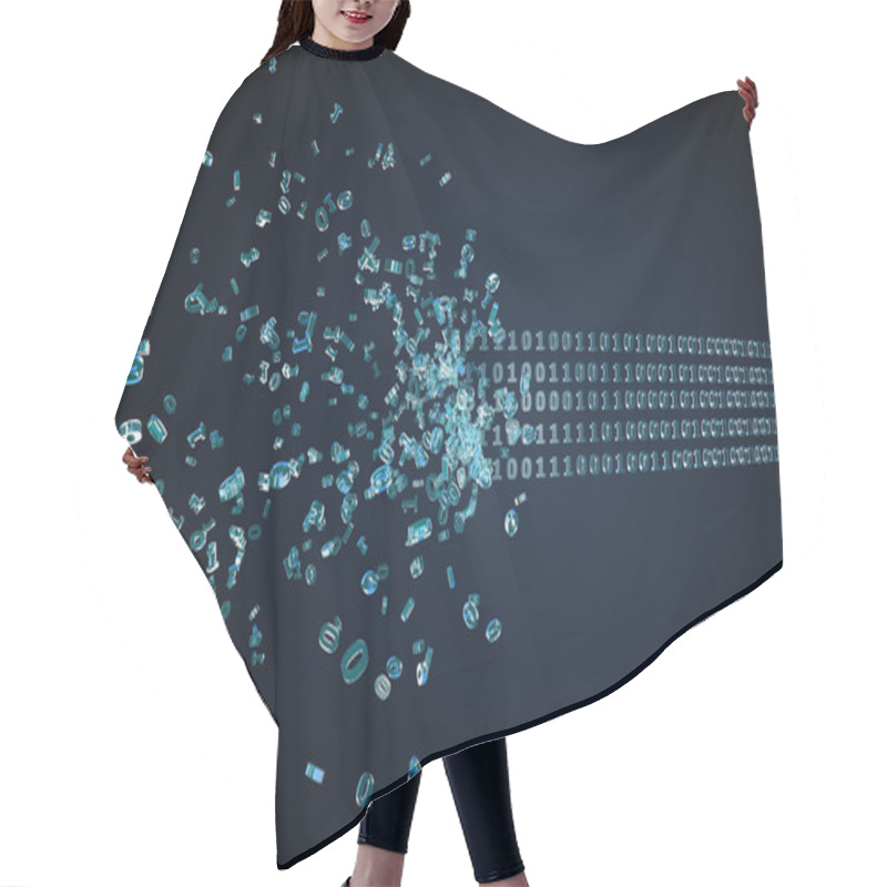 Personality  Flowing Binary Code In The Dark Hair Cutting Cape