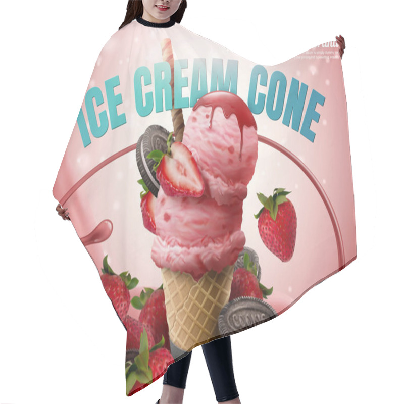 Personality  Strawberry Ice Cream Cone Ads Hair Cutting Cape